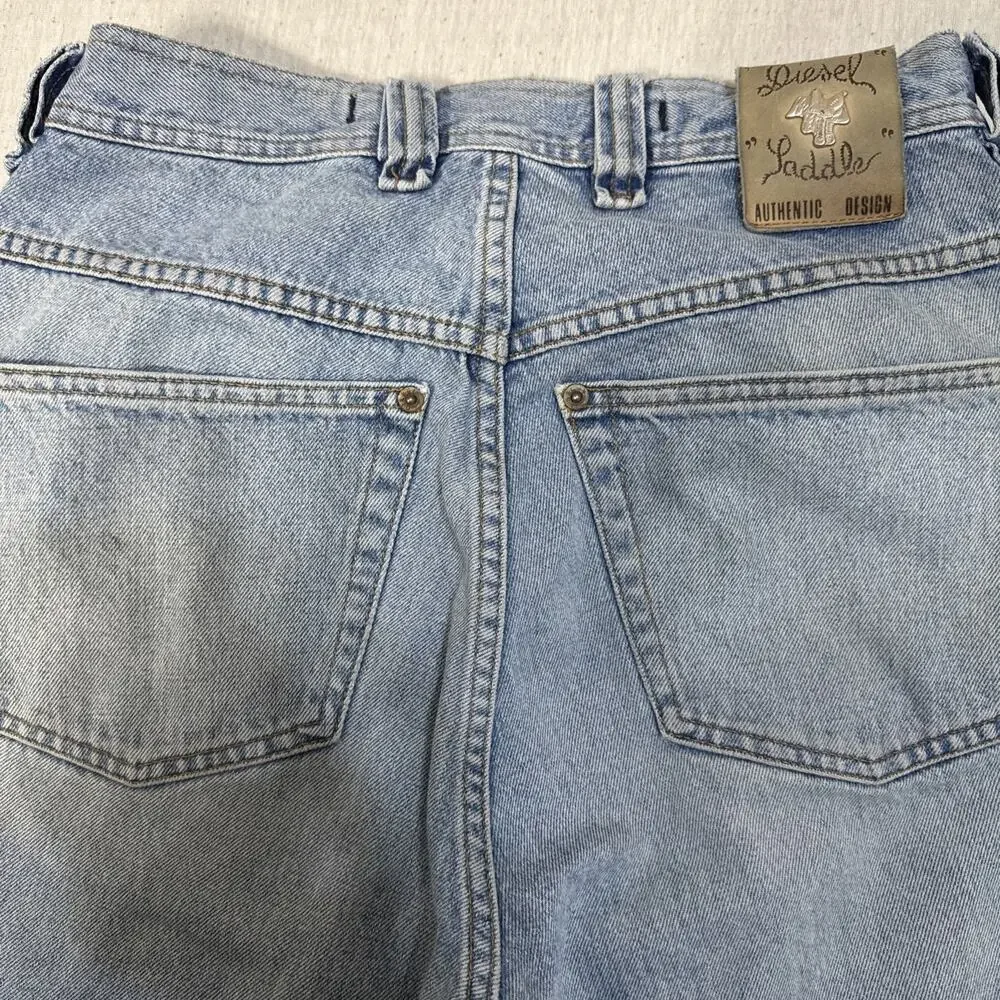 Diesel Saddle Jeans Mens 29x29 Light Blue Vintage 90s Tapered Relaxed Fit Italy